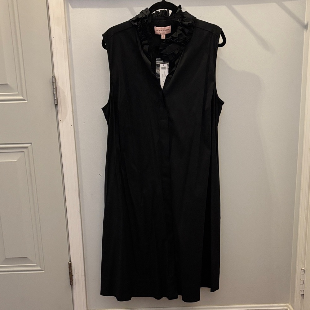 Chico's Elegant Black Ruffled Midi Dress